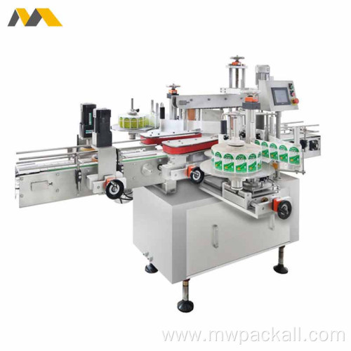 fully automatic two sides plastic bottle labeling machine /adhesive sticker double sides label machine